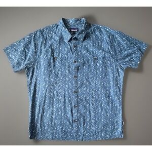 Patagonia Short Sleeve Button Up Back Step Shirt Hemp Organic Cotton XXL JBHS